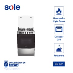 SOLE - Cocina De Pie Varadero Glp/Gn 60 Cm 4 Hornillas