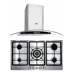 SOLE - Combo: Cocina Empotrable 5 Hornillas SOLCO038 87 cm Inox + Campana con Filtro TURE63CO 3 Velocidades