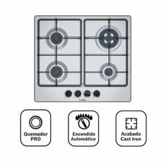 BOSCH - Encimera a Gas 4 Hornillas Inox