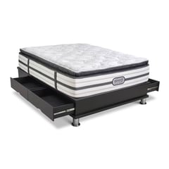 BEAUTYREST SIMMONS - Cama con Cajones Platinum 2 Plz + 2 Almohadas