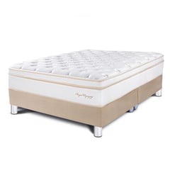 PARAISO - Cama Box Tarima Royal Dynasty Queen + 2 Almohadas Viscoelásticas + Protector