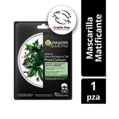 GARNIER - Mascarilla en Tela para Rostro Pure Carbón Efecto Detox