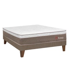 FORLI - Cama Europea Boreal Pocket Ss Queen + 2 Almohadas Viscoelásticas + Protector