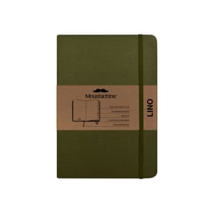 MOUSTACHINE - Libreta Classic Lino Mediana Blanco - Verde Militar