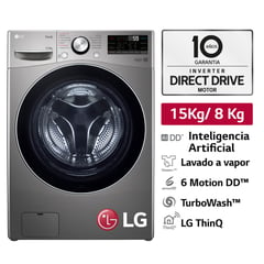 LG - Lavaseca Wd15eg2s 15/8 Kg Ai Dd Carga Frontal Plateado Oscuro