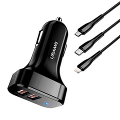 USAMS - Cargador Celular para Auto USB Dual 2.1A + Cable Negro