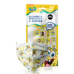 GELATTI - Pack x 3 Mascarillas Descartables Bob Esponja