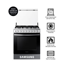 SAMSUNG - Cocina a Gas NX52T5311PS, 6 hornillas Black Smog