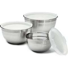 CUISINART - Set de Bowls 3 Piezas Acero Inoxidable con tapa