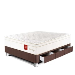 PARAISO - Cama Con Cajones Royal Prince Firme 1.5 Plz + 1 Almohada Viscoelástica + Protector