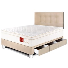 PARAISO - Dormitorio con Cajones Royal Prince Firme 1.5 Plz + 1 Almohada Viscoelástica + Protector