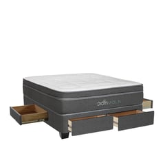 DROM - Cama Con Cajones Moln 2 Plz + 2 Almohadas Viscoelásticas + Protector.