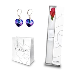 CHARME - Caja 3 Rosas Con Aretes Corazon