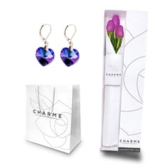 CHARME - Caja 3 Tulipanes Con Aretes Corazon