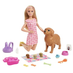 BARBIE - Juguete Muñeca Barbie Sisters & Pets Cachorros Recién Nacidos
