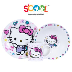 SCOOL - Set Cerámica 3PZ Plato -Bolo y Taza HELLO KITTY ICE CREAM