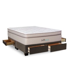 DROM - Cama Con Cajones Mild King + 2 Almohadas Viscoelásticas + Protector.