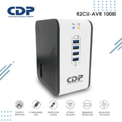 CDP - Estabilizador de Voltaje R2CU-AVR 1008I 1000VA/500W 8 Tomas de Salida 4 Puertos USB