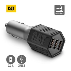 CAT - Cargador De Auto Resistente Carga Rapida USB 7.2A DC 3 Puertos