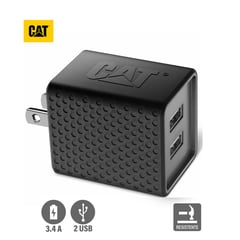 CAT - Cargador De Pared Resistente Carga Rapida USB 3.4A 2 Puertos