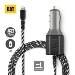 CAT - Cargador De Auto Resistente Con Cable USB-Lightning 4.8 a 1.8 Metros