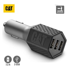 CAT - Cargador De Auto Resistente USB 7.2 Amp 3 Puertos