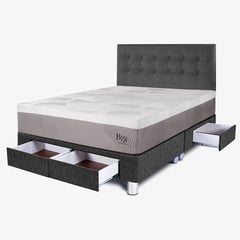 PARAISO - Dormitorio con Cajones Balanzze Queen + 2 Almohadas Viscoelásticas + Protector