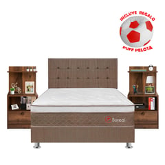 FORLI - Dormitorio Boreal Hiromi 2 Plz + 2 Veladores Repisa Lydia + 2 Almohadas Viscoelásticas + Protector