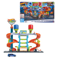 HOT WHEELS - Juguete Playset Pista Autolavado Mega Torre