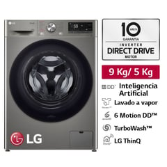LG - Lavaseca Wd9pvc4s6 9/5 Kg Ai Dd Carga Frontal Plateado