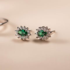 ADRIA - Aretes Milan Verde Plata Mujer