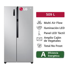 LG - Refrigeradora LS51BPP 509L Múltiple Flujo de aire Side By Side Plateada