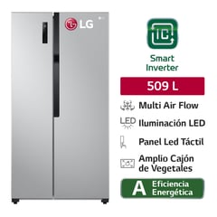 LG - Refrigeradora LS51BPP 509L Múltiple Flujo de aire Side By Side Plateada LG