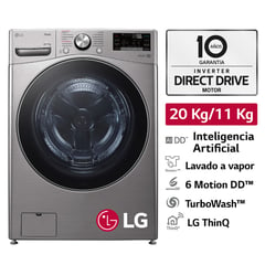 LG - Lavaseca WD20VV2S6R 20/11Kg AI DD Carga Frontal Plateada