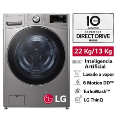 LG - Lavaseca WD22VV2S6R 22/13kg AI DD Carga Frontal Plateada