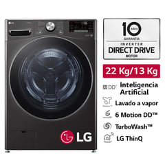 LG - Lavaseca WD22BV2S6R 22/13Kg AI DD Carga Frontal Negra