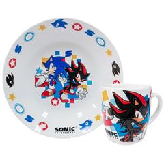 SCOOL - Set Vajilla De Cerámica 2pz Taza Y Plato Sonic