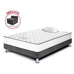 PARAISO - Cama Box Tarima Per 1.5 Plz + Sofá Cama + 1 Almohada + Protector