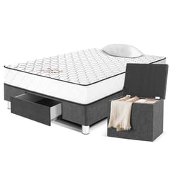 PARAISO - Cama con Cajones Per 1.5 Plz + Baúl + 1 Almohada + Protector