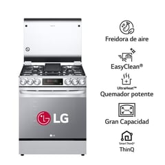 LG - Cocina a Gas LRGL5845S 5 Hornillas Freidora de Aire Acero Inoxidable