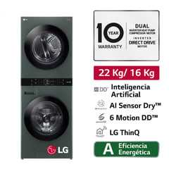 LG - Centro De Lavado Washtower Wk22ggs6 22/16kg Ai Dd Carga Frontal Verde