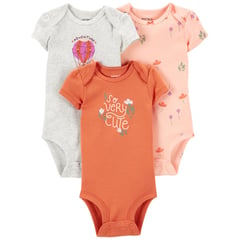 CARTER'S - Body Bebé niña Pack x3 Manga Corta Carters