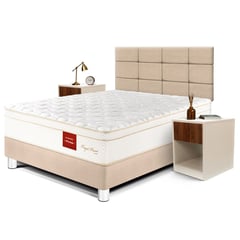 PARAISO - Dormitorio Royal Prince Firme Blocks 2 Plz + 2 Veladores + 2 Almohadas Viscoelásticas + Protector