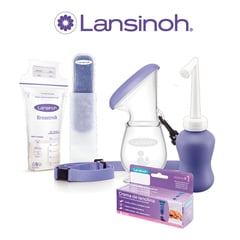 LANSINOH - Pack Post Parto: Recolector de Leche + Bolsas + Lanolina + Pads + Botella de Lavado