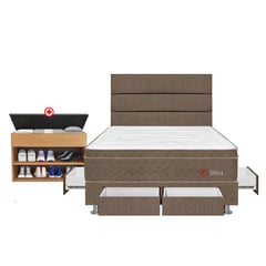 FORLI - Dormitorio Con Cajones Sirius Superior 2 Plz + Zapatera + 2 Almohadas Viscoelásticas + Protector