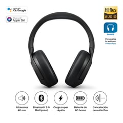 PHILIPS - Audífonos Noise Cancelling Bluetooth 60Hrs TAH8506BK NEGRO