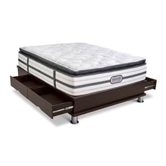 BEAUTYREST SIMMONS - Cama con Cajones Platinum 2 Plz + 2 Almohadas