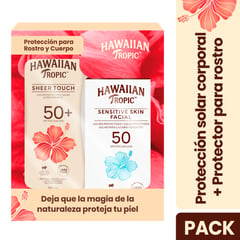 HAWAIIAN TROPIC - Set Protector Solar Sheer Touch Fps50+ 240ml + Sensitive Skin Facial Spf50 60ml