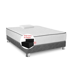 DROM - Cama Box Tarima 1.5 Plz + Sofá Cama + 1 Almohada