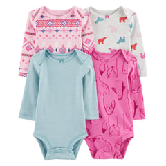 CARTER'S - Body Bebé Niña Pack X4 Manga Larga Algodón Carters